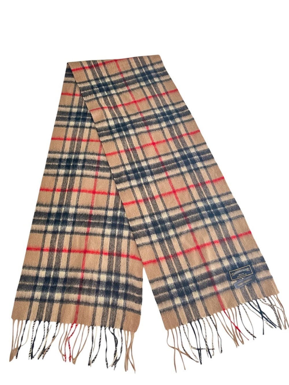 James Pringle Weavers 100% Wool Camel Thomson Tartan Scarf
